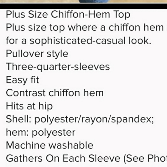 NWT*STYLE & CO*Plus Size Chiffon Hem 3/4 Top - Picture 7 of 12